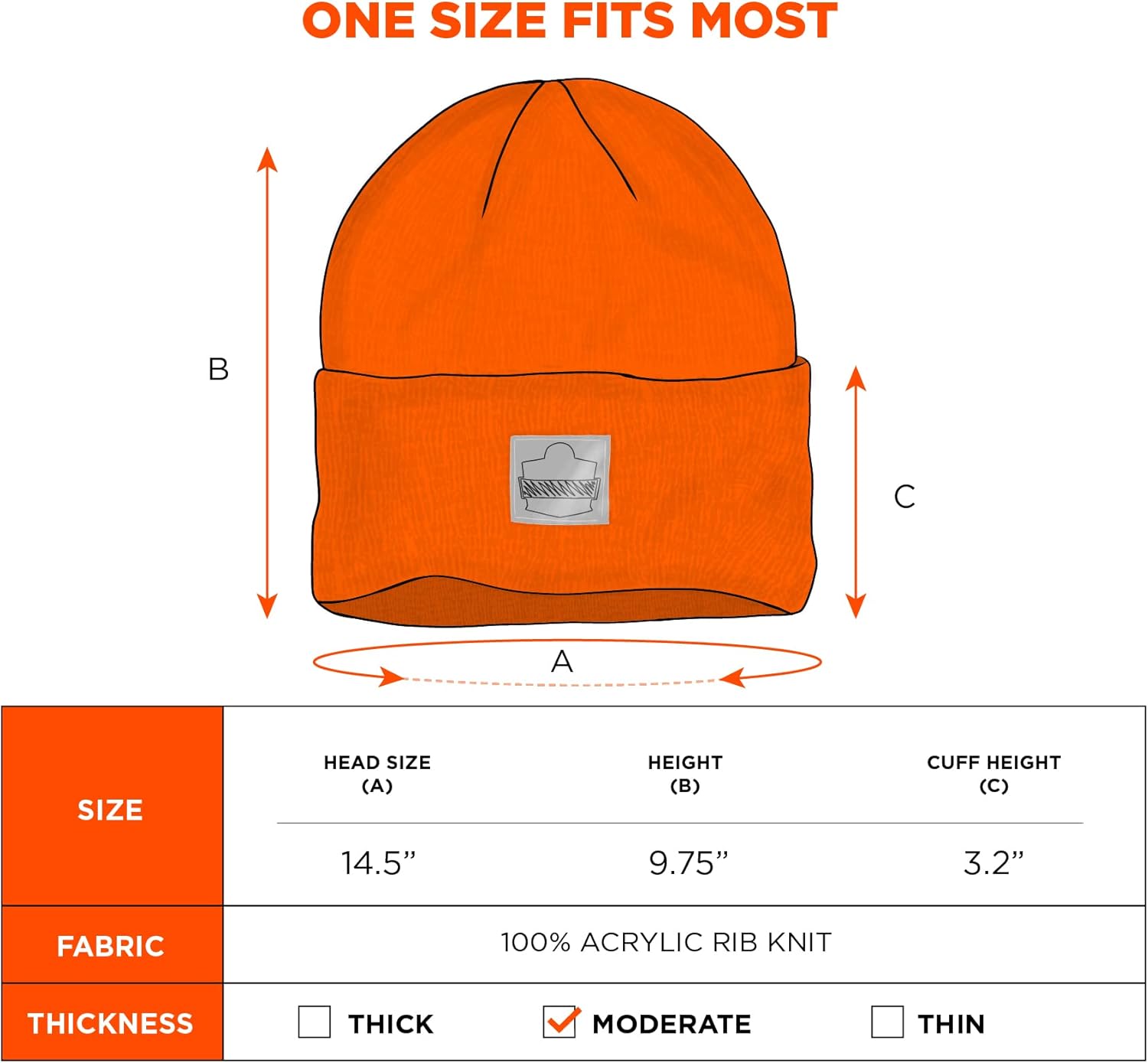 Ergodyne N-Ferno 6806 Cuffed Rib Knit Acrylic Beanie