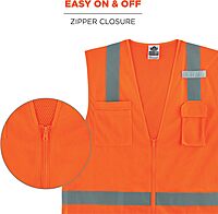 Ergodyne GloWear 8249Z Hi-Vis Surveyor Safety Vest, Solid Front Mesh Back, Type R Class 2