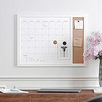 Martha Stewart Everette Magnetic Dry-Erase Monthly Calendar And Cork Board Combo, 18 x 24 in