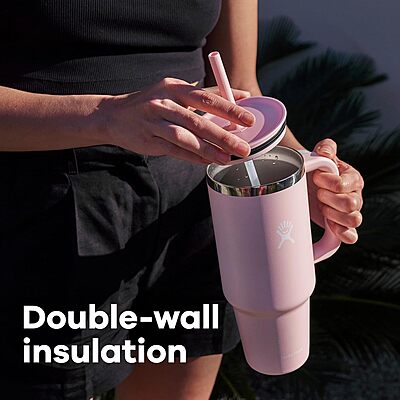 Hydro Flask Travel Tumbler with Handle, Lid and Straw - Insulated Stainless Steel