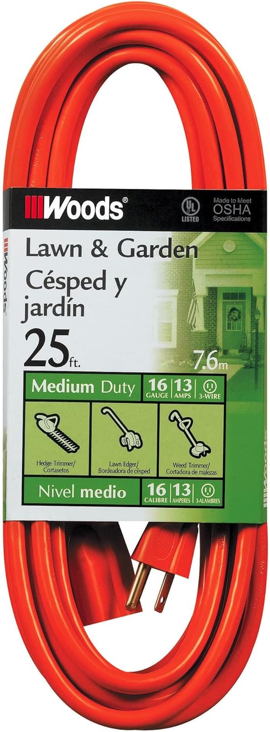 Southwire Extension Cord - Standard SJTW Design for Outdoor Use - Waterproof Vinyl Jacket - Bright Orange for Visibility