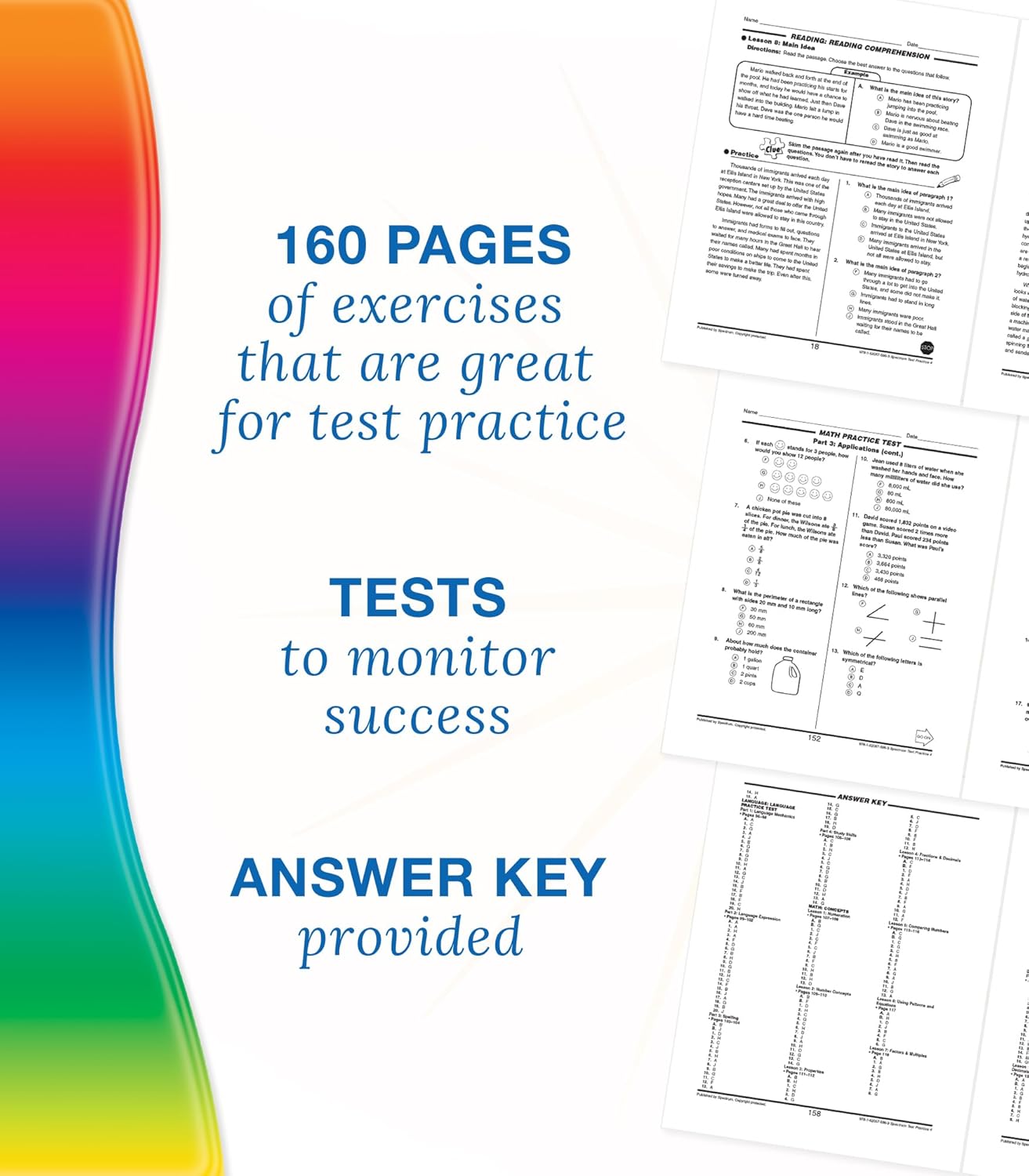 Carson Dellosa Spectrum 4th Grade Test Practice Workbook All Subjects, Ages 9 to 10, Grade 4 Test Practice Math