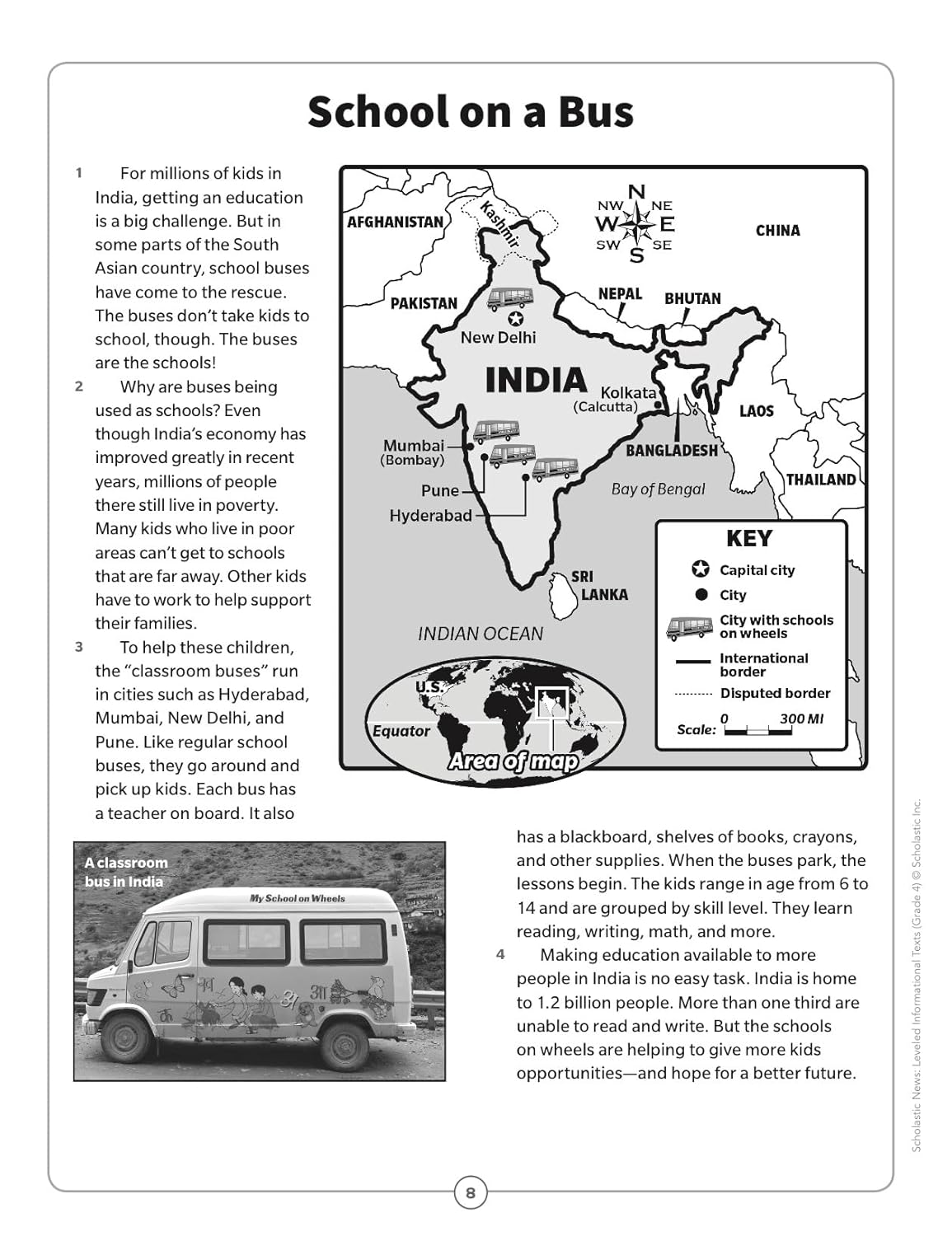 Scholastic News Leveled Informational Texts: Grade 4: High-Interest Passages Written in Three Levels With Comprehension