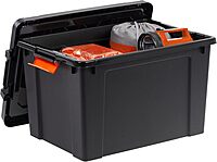 Iris Remington Heavy Duty Store-It-All Totes, 19 Gallon, Black, Set Of 4 Totes