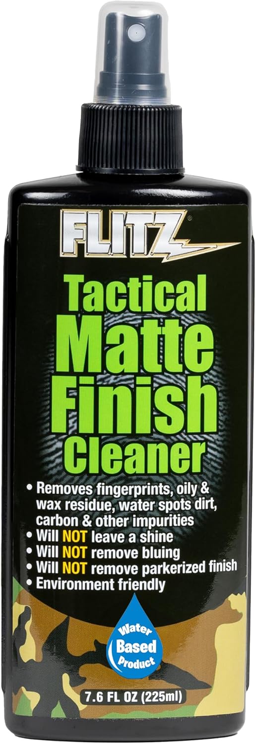Flitz Tactical Matte Finish Cleaner - 7.6oz Bottle of USA-Made Gun Cleaner Spray to Remove Fingerprints, Oil