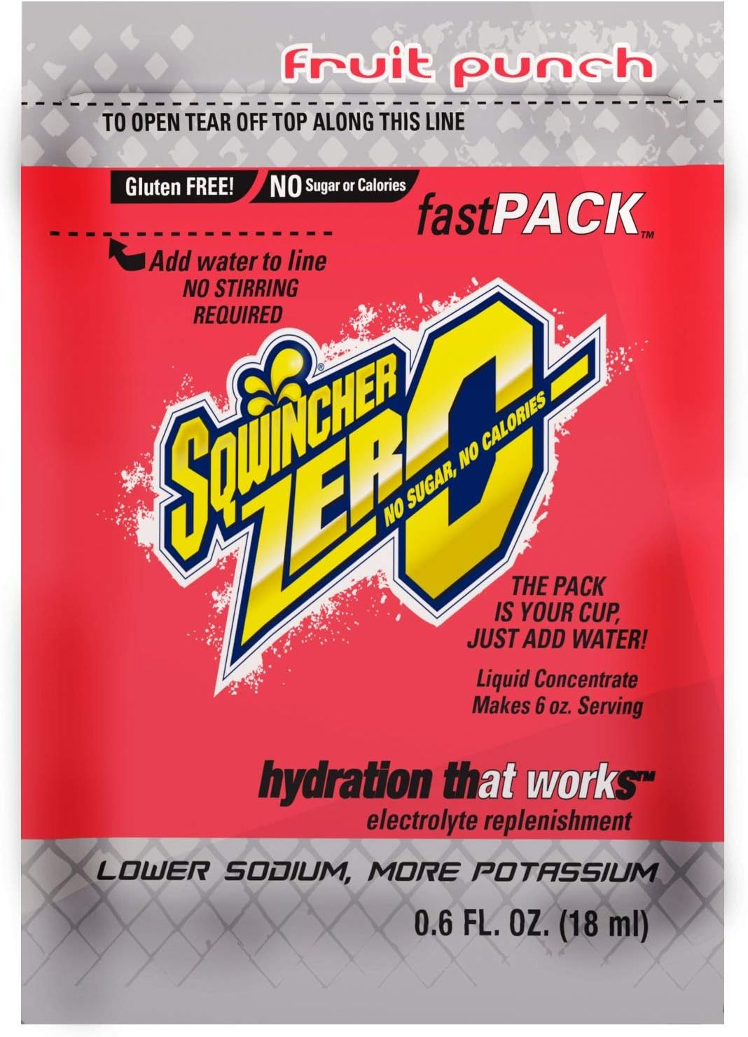 Sqwincher Fast Pack, Fruit Punch, .6 oz (4 Packs of 50)