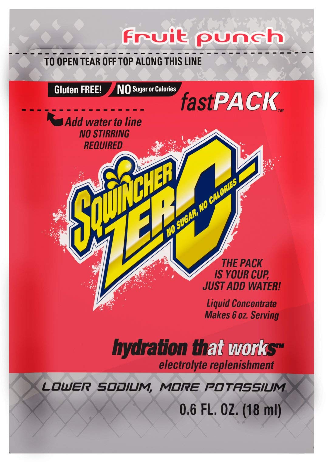 Sqwincher Fast Pack, Fruit Punch, .6 oz (4 Packs of 50)