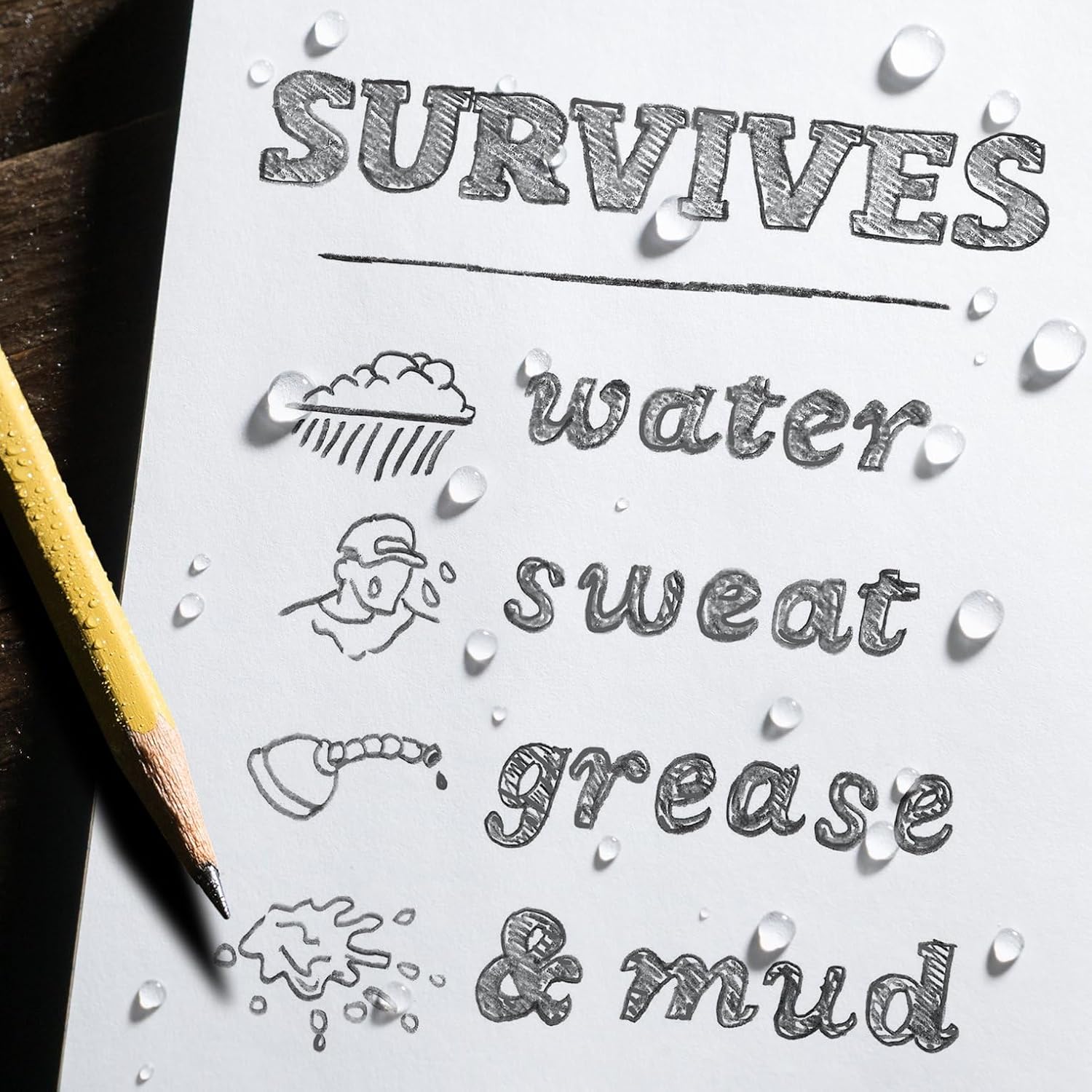 Rite in the Rain Weatherproof Hard Cover Notebook, 4 3/4" x 7 1/2", Yellow Cover, Field Pattern (No. 350F)