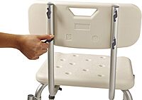 Medline Shower Chair for Inside Shower, Heavy Duty, 350 lb Capacity, Adjustable Height, Non-Slip Seat with Padded Armrests & Back, White