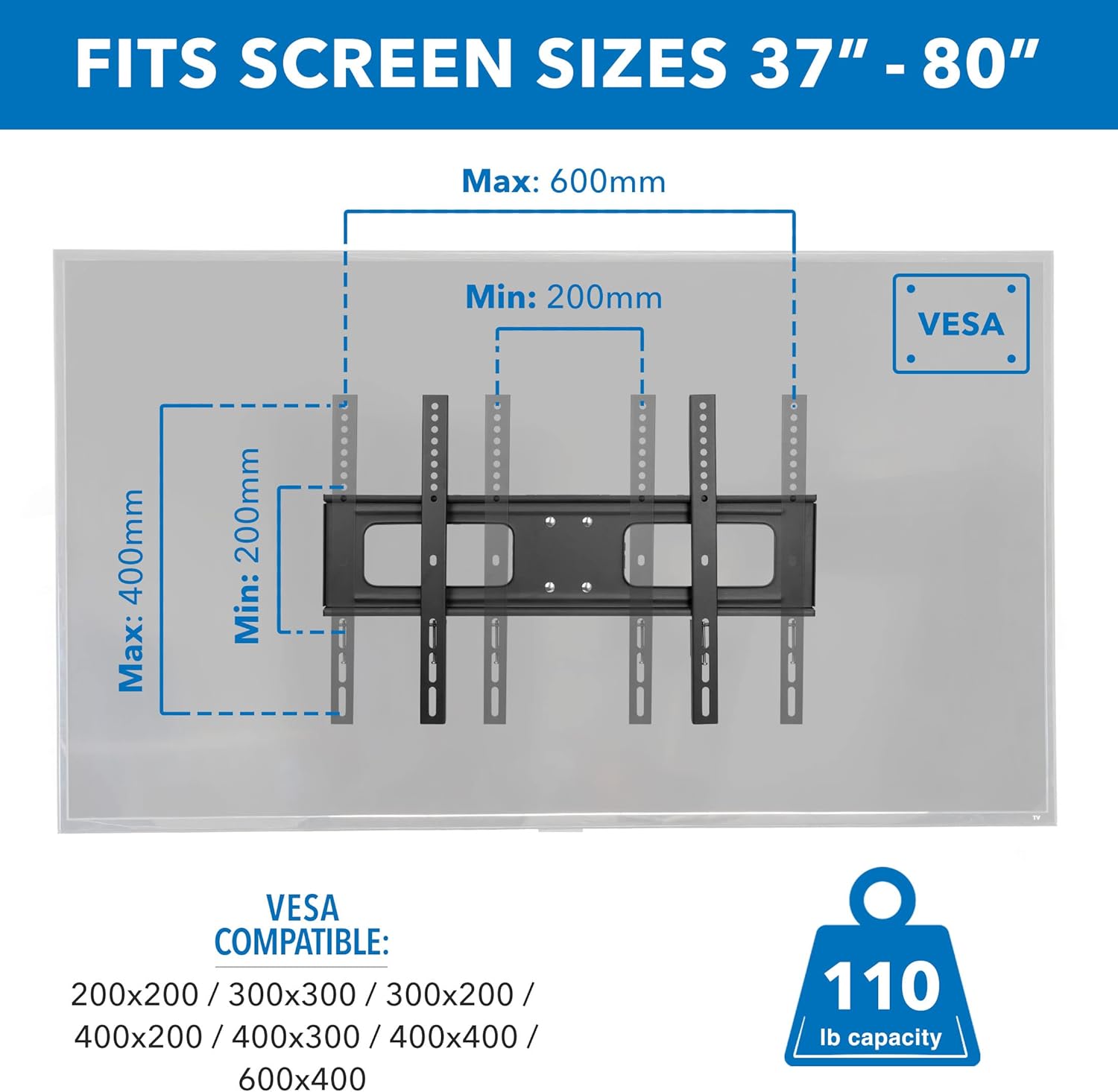Mount-It! Outdoor TV Mount Weatherproof, Anti-Rust Anti-Corrosion Outside TV Bracket for Patio, Gazebo and Exterior