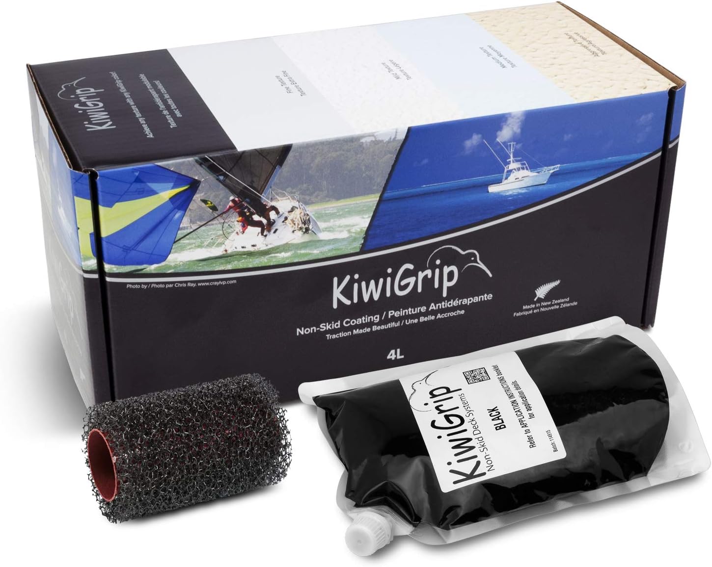 KiwiGrip 4 - 1 Liter Pouches - Black with 4" Roller