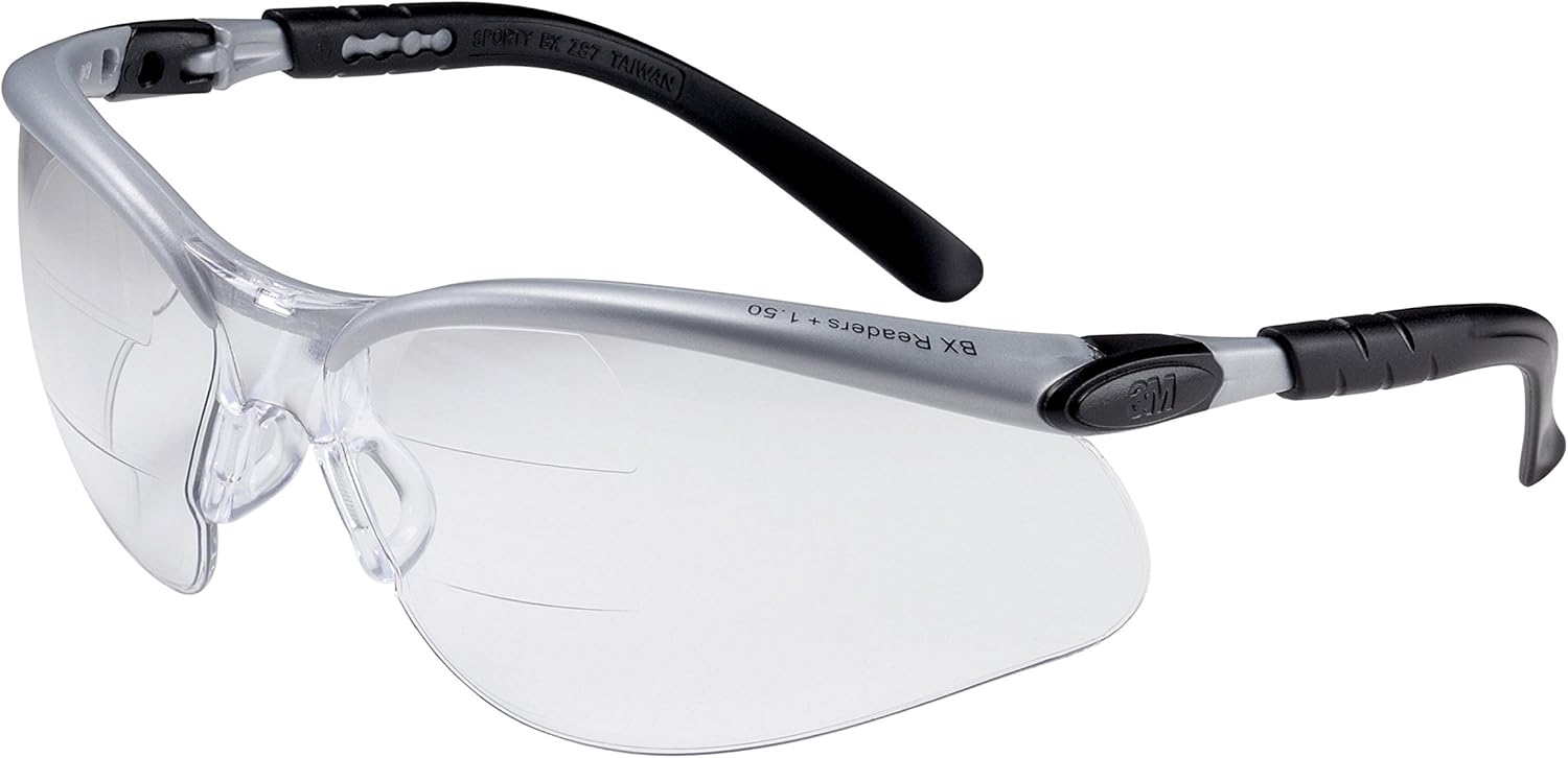 Magnifying Safety Glasses: BX, +2 Lens, Clear Lenses, Anti-Fog & Scratch Resistant, ANSI Z87.1;CSA Z94.3