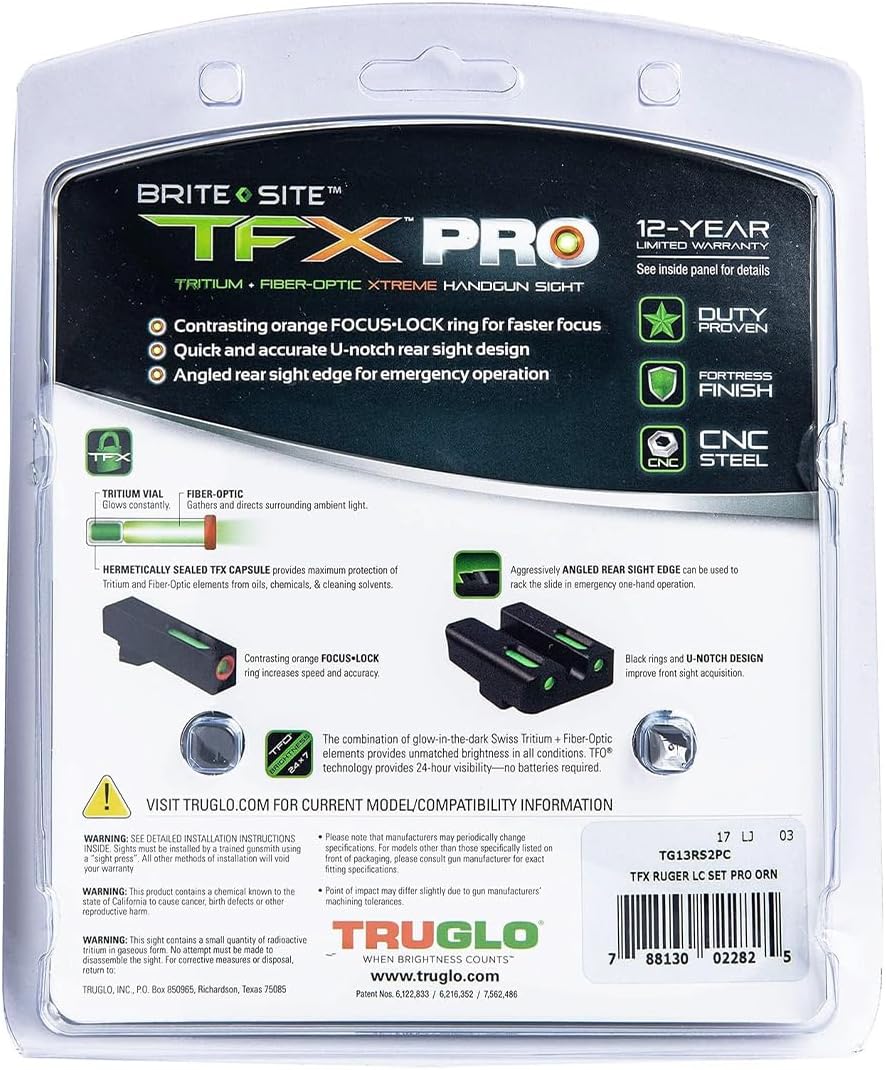 TRUGLO TFX PRO Handgun Sight, Tritium & Fiber-Optic Day/Night