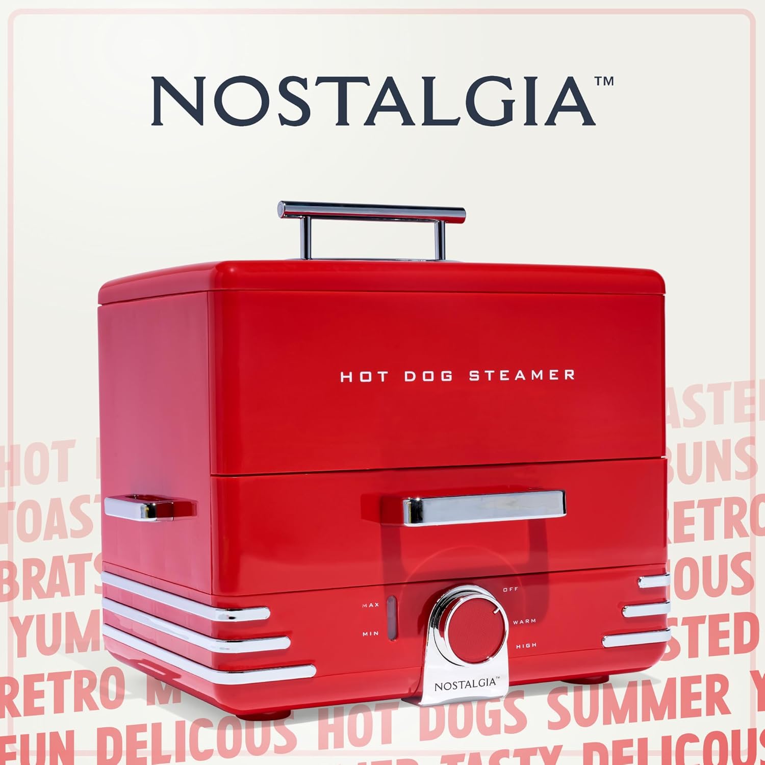 NOSTALGIA Extra Large Diner-Style Hot Dog Steamer & Bun Warmer