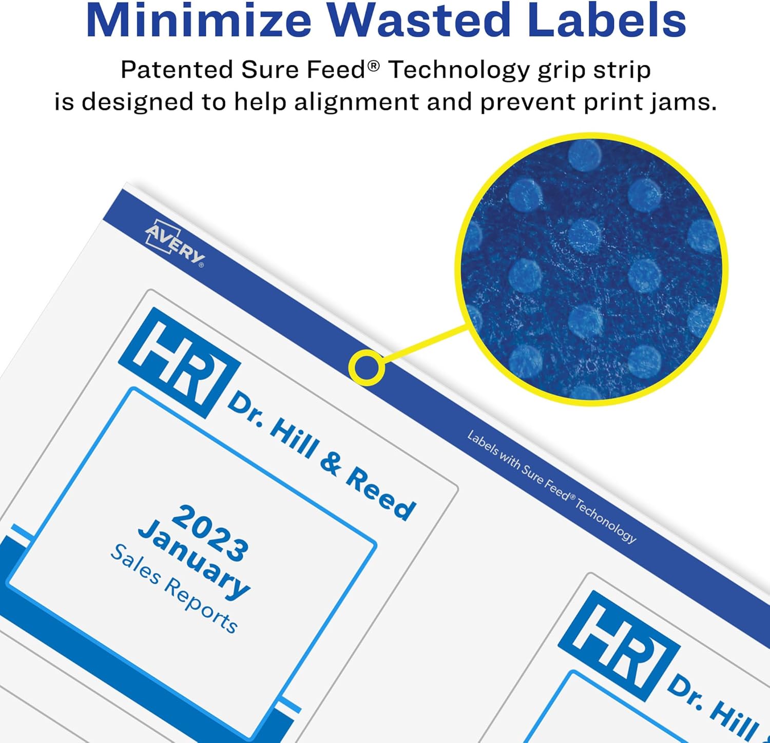 Avery Matte White Removable Square Labels, Sure Feed Technology, Print-to-The-Edge, 2.75" x 2.75"