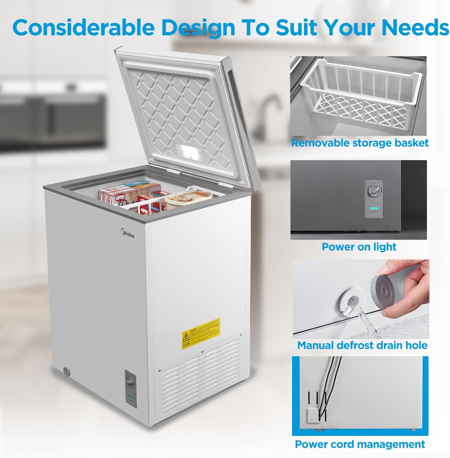 Midea MERC05C4BAWW - Congelador de pecho de 5.1 pies cúbicos Midea MERC05C4BAWW - Congelador de pecho de 5.1 pies cúbicos