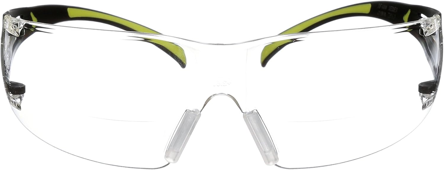 3M SecureFit Bifocal Safety Glasses with Black/Lime Temples Clear Anti-Fog Lens