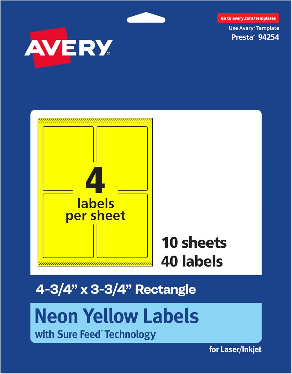 AVERY Printable Rectangle Labels, Sure Feed Technology