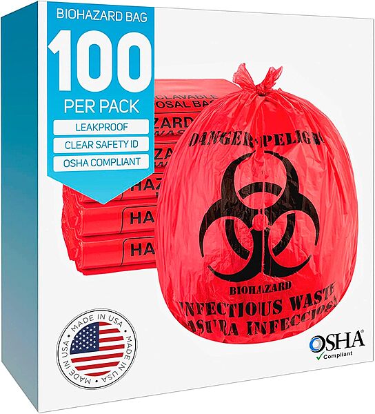 Biohazard Bags, 10 gallon, 100 bags Biohazard Bags, 10 gallon, 100 bags