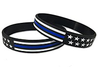 THIN BLUE LINE USA American Flag Silicone Bracelet