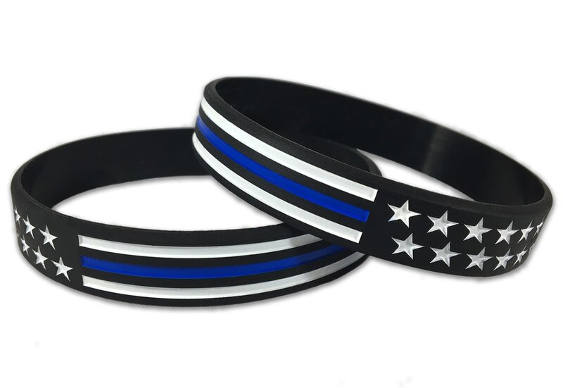 THIN BLUE LINE USA American Flag Silicone Bracelet
