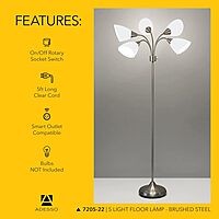 Adesso 7205-22 Multi-White Shade Floor Lamp, Adjustable Gooseneck Arms, Silver