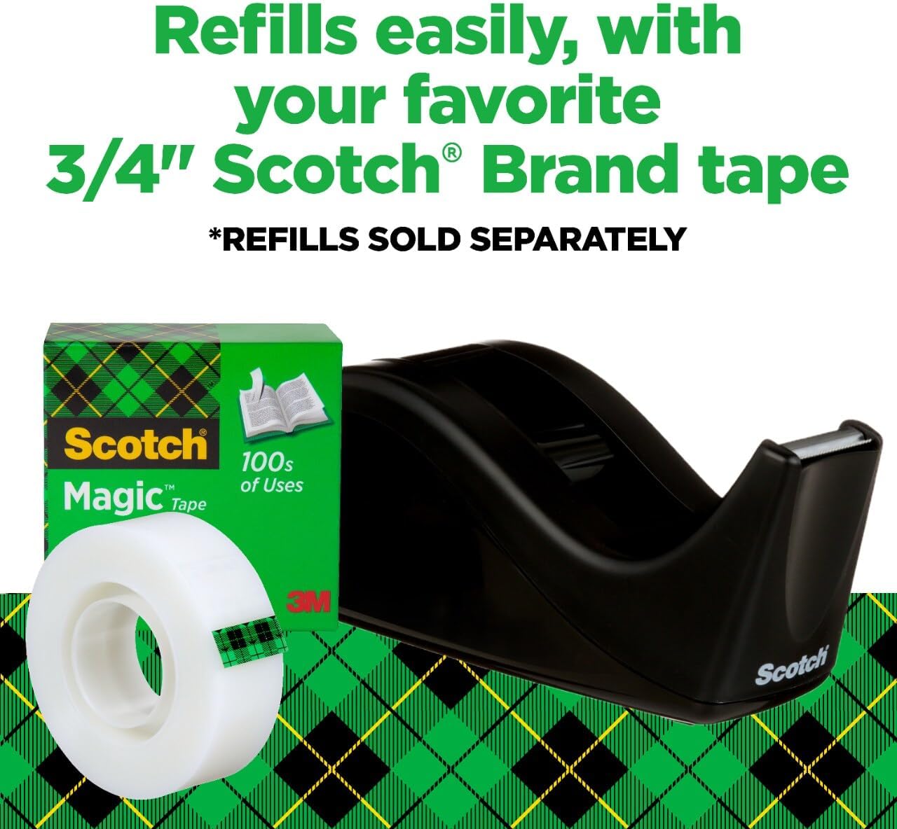 Scotch Desktop Tape Dispenser, Black Two-Tone, 1 Dispenser/Pack (C60-BK) Up To 3/4 In