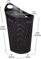 MIND READER 60L Rolling Laundry Hamper, Wicker-Style Plastic, Wheels