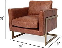 Industrial Tan Leather Armchair (32"H x 31"W x 31"D) | Metal Frame Accent Chair Industrial Tan Leather Armchair (32"H x 31"W x 31"D) | Metal Frame Accent Chair