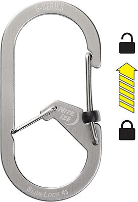 Nite IZE G-Series SlideLock Dual Chamber Stainless Steel Carabiner Keychain