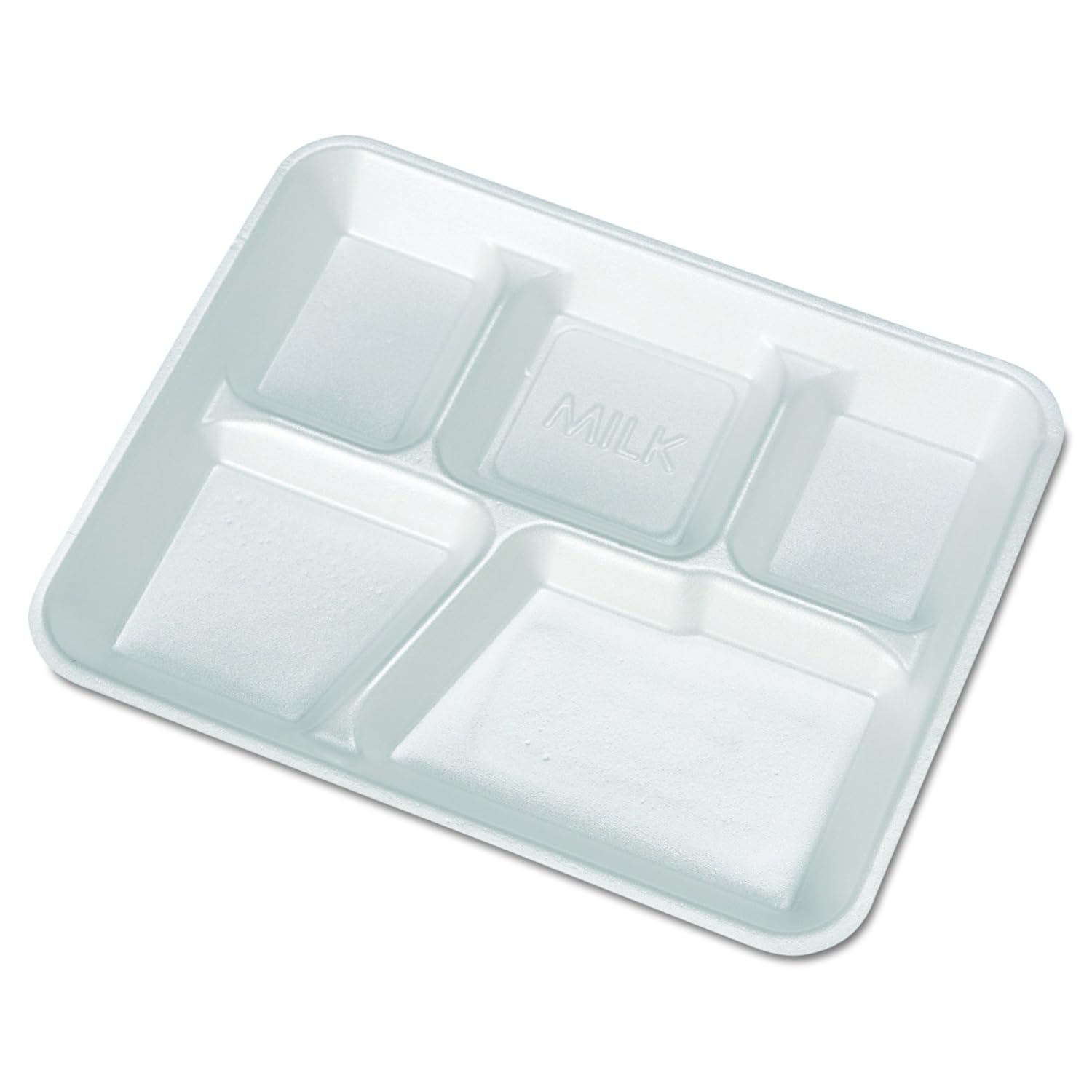 Genpak 10500 Foam School Trays, 5-Comp, 10 2/5 x 8 2/5 x 1 1/4, White (Case of 500)
