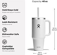 Hydro Flask Travel Tumbler with Handle, Lid and Straw - Insulated Stainless Steel
