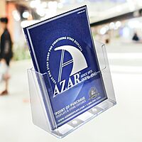 Azar Displays 2-Tier 4-Pocket Plastic Trifold Brochure Holder, 11-1/4inH x 9-1/4inW x 5inD, Clear