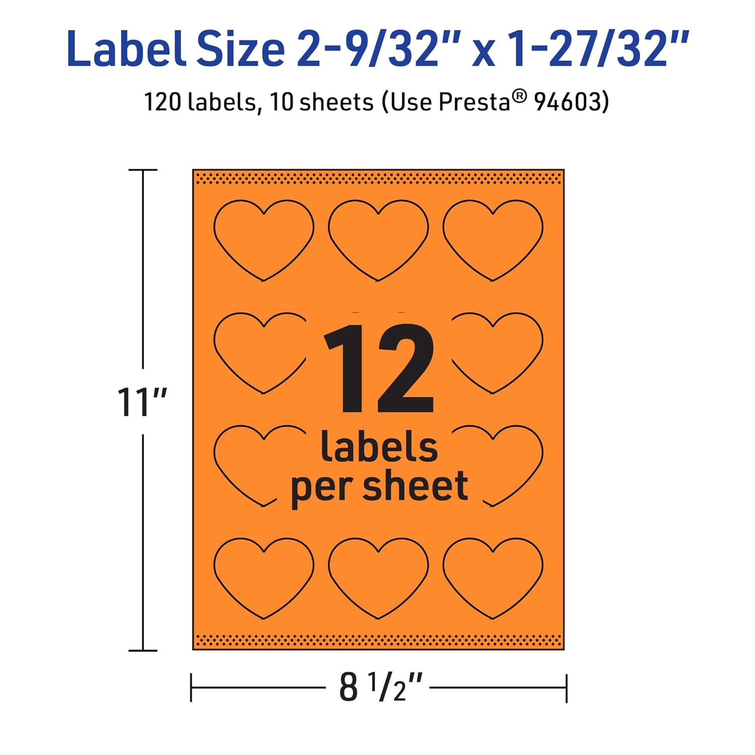 Avery Printable Heart Labels, Sure Feed Technology, Print-to-The-Edge, Laser/Inkjet Printable