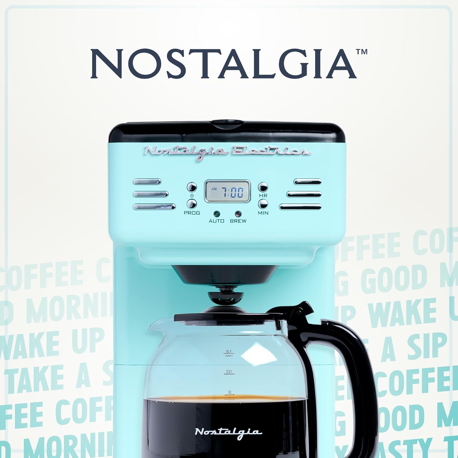 Nostalgia Retro 12-Cup Programmable Coffee Maker With LED Display, Automatic Shut-Off & Keep Warm, Pause-And-Serve Function