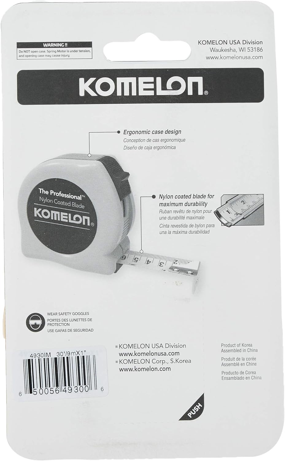 Komelon 4930IM The Professional 30-Foot Inch/Metric Scale Power Tape, Yellow