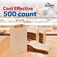Duro 2# Brown Paper Lunch Bags 500 Count, Bulk Disposable Brown Paper Bags, Small SOS Paperbags for Candy, Snacks & Treats - 4.31 x 2.43 x 7.87 Inches