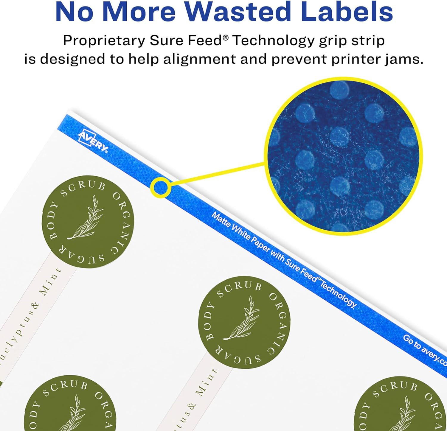 Avery Matte White Lollipop Labels, Sure Feed Technology, 1.5" x 4", 800 White Labels, Print-to-The-Edge, Permanent Adhesive