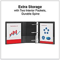 Universal D-Ring Binder, 5" Capacity, 8-1/2 x 11, Black, Reference Binder with Label Holder