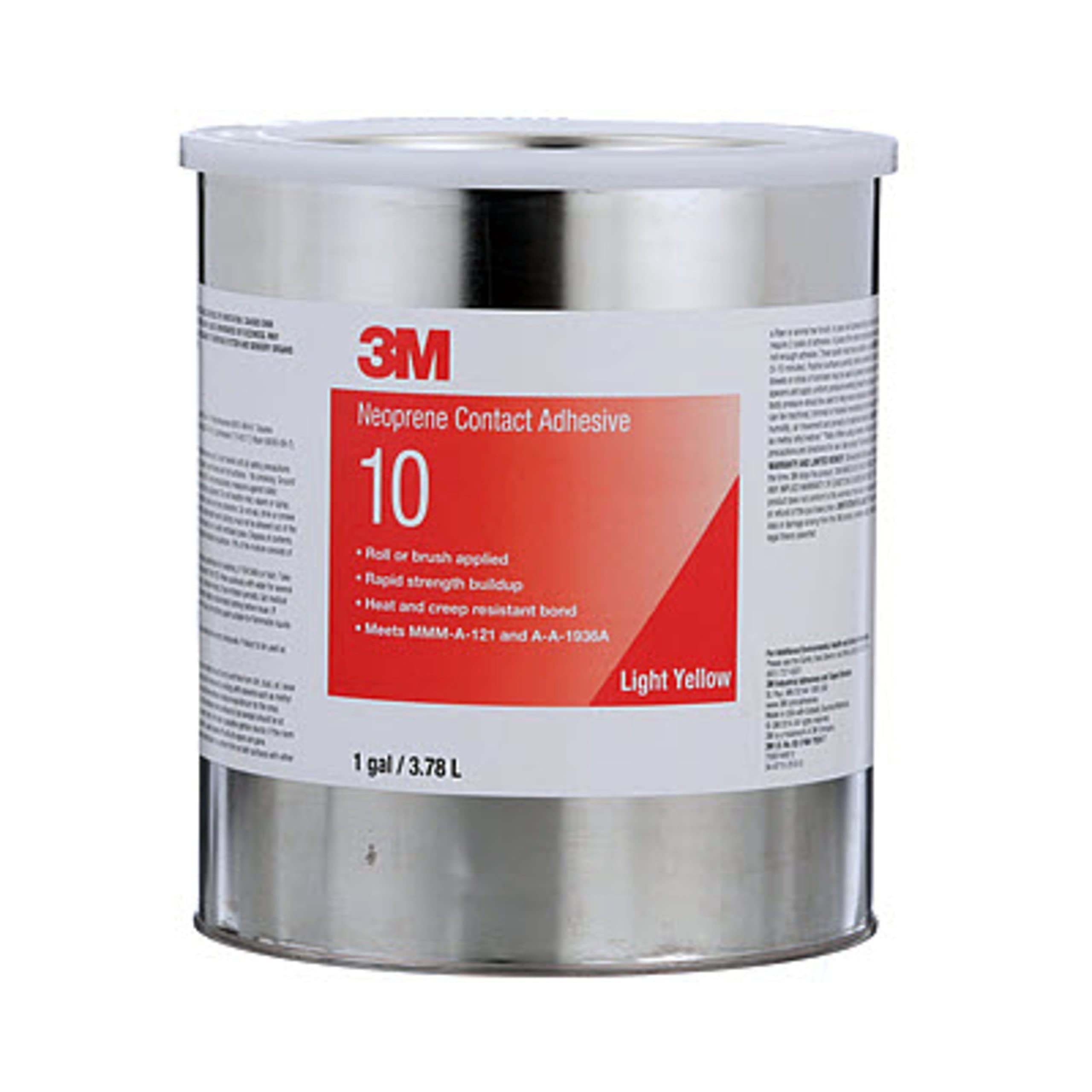 3M Neoprene Contact Adhesive 10, Light Yellow, 1 Gallon Can