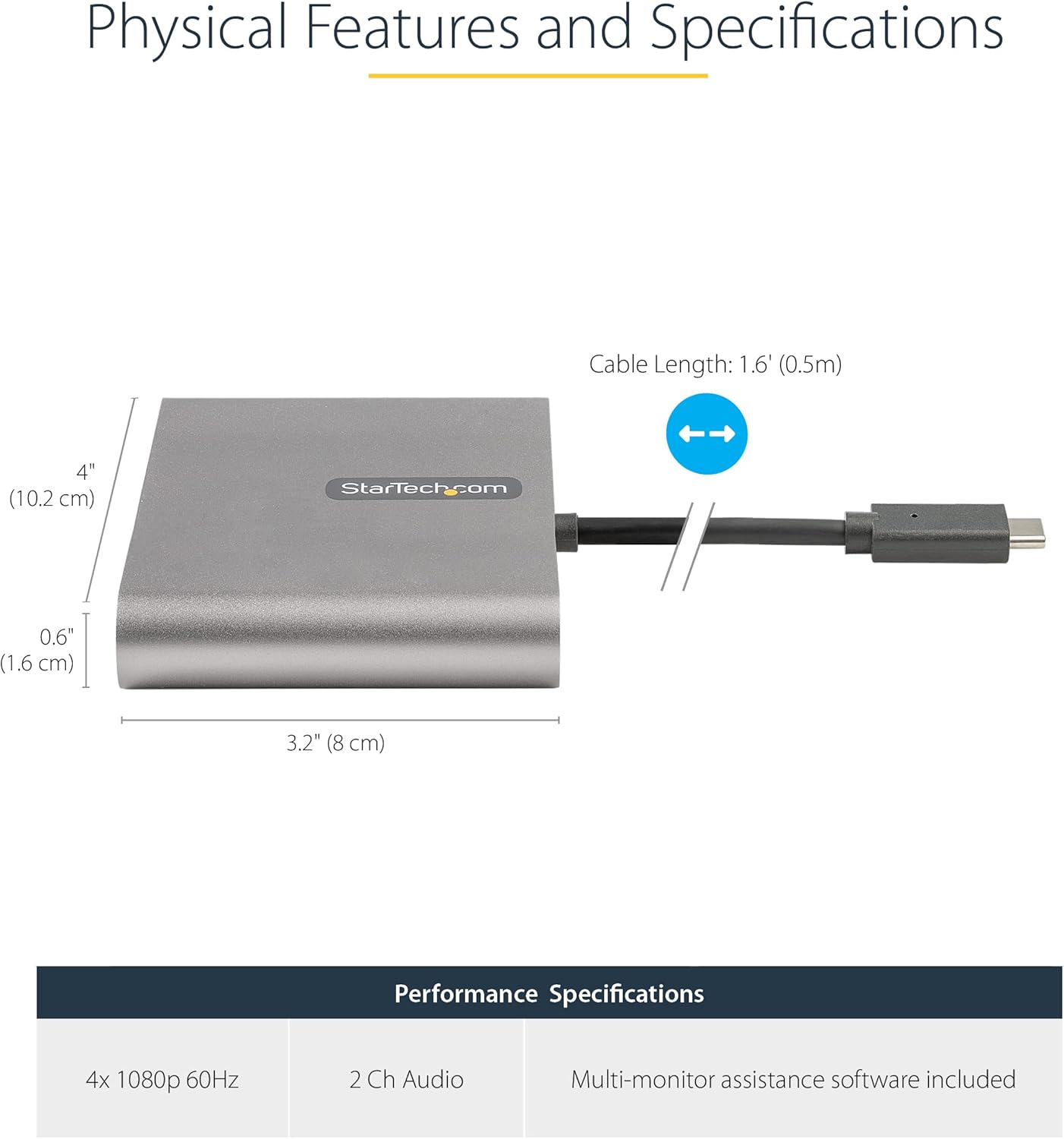 StarTech.com USB to Quad HDMI Adapter for Windows (4x 1080p 60Hz)