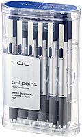 TUL BP Series Retractable Ballpoint Pens, Medium Point, 1.0 mm, Silver Barrel, Blue Ink, Pack Of 12 Pens