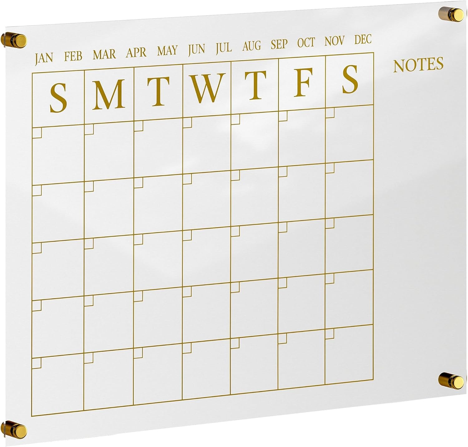 Martha Stewart Grayson Acrylic Wall Calendar and Notes Board with Dry Erase Marker