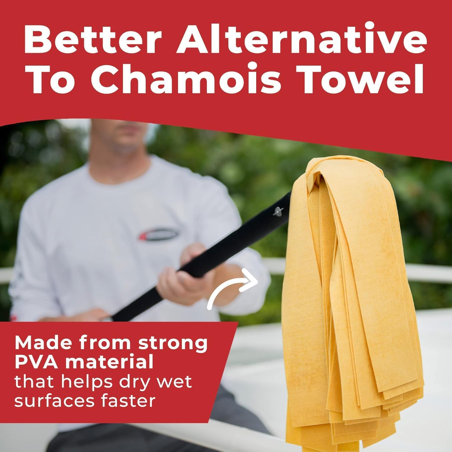 SHURHOLD Deluxe Water Sprite Chamois Heavy Duty Mop with Highly Absorbent 2 7/8" Wide PVA Strips