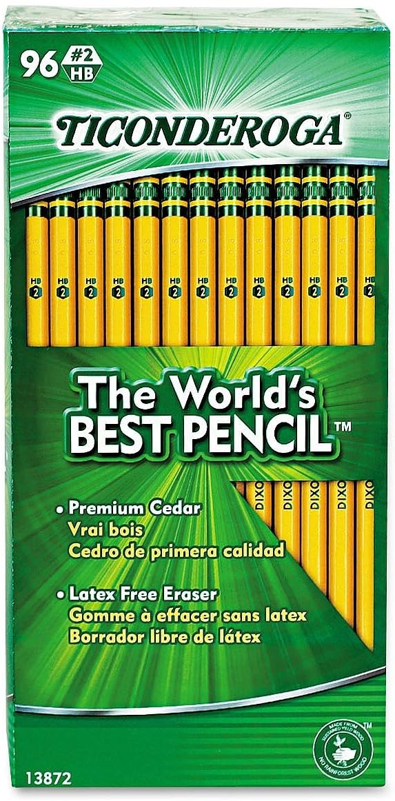Ticonderoga Woodcase Pencils, #2 (HB), Yellow — 96-Count