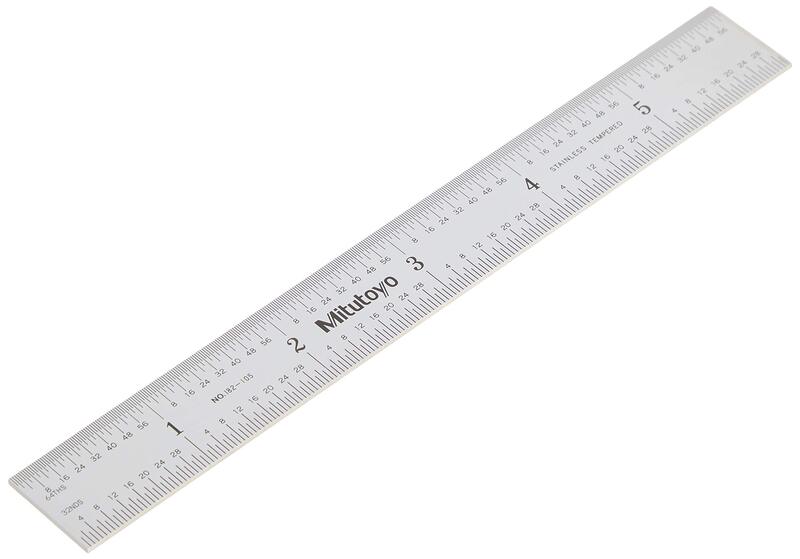 Mitutoyo 182-105, Steel Rule, 6" X 150mm, (1/32, 1/64", 1mm, 1/2mm), 3/64" Thick X 3/4" Wide