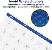 Avery Glossy Clear Star Labels, Sure Feed Technology, 0.75" x 0.75", 800 Glossy Clear Labels, Print-to-The-Edge, Laser/Inkjet Printable 800 labels