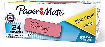 Paper Mate Pink Pearl Erasers, Medium, 24 Count