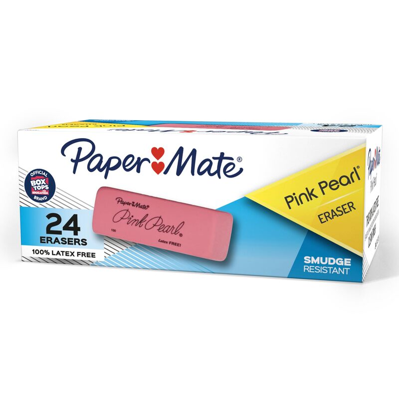 Paper Mate Pink Pearl Erasers, Medium, 24 Count