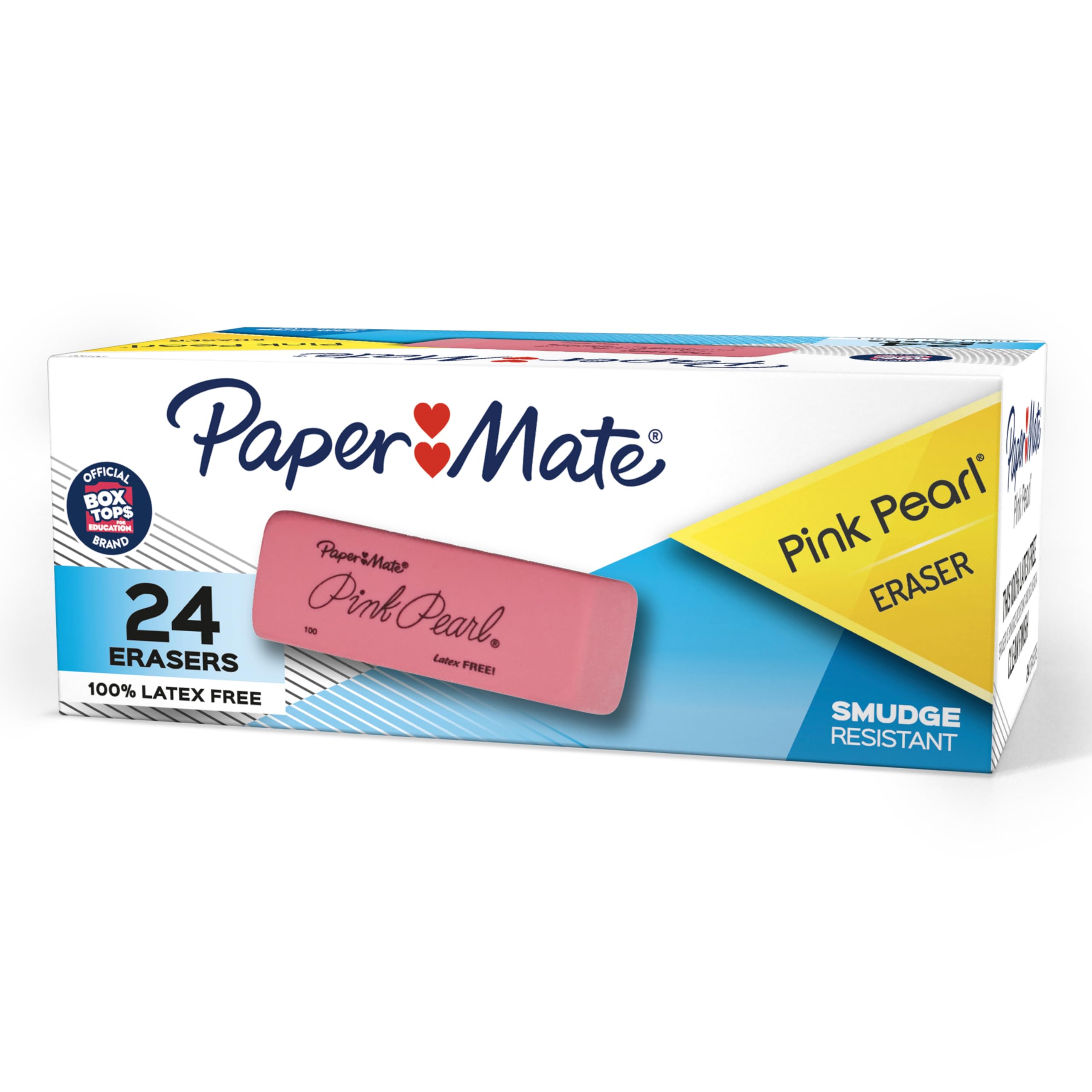 Paper Mate Pink Pearl Erasers, Medium, 24 Count